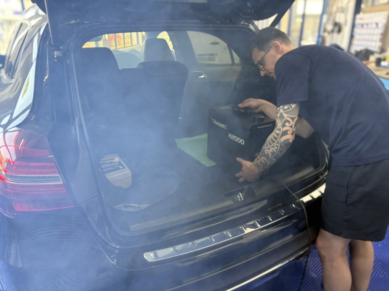 Matt using a professional fogger