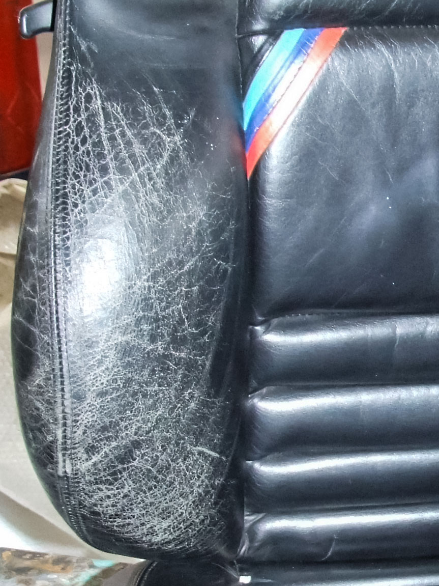 typical wear on a leather seat bolster