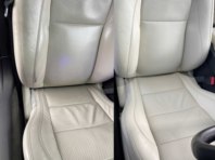 Before and after of Jaguar seat recolouring.