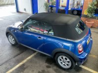 Cleaned cabriolet roof on a Mini