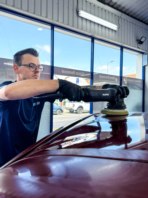 Matt machine polishing a roof.
