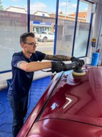 Matt machine polishing a roof.