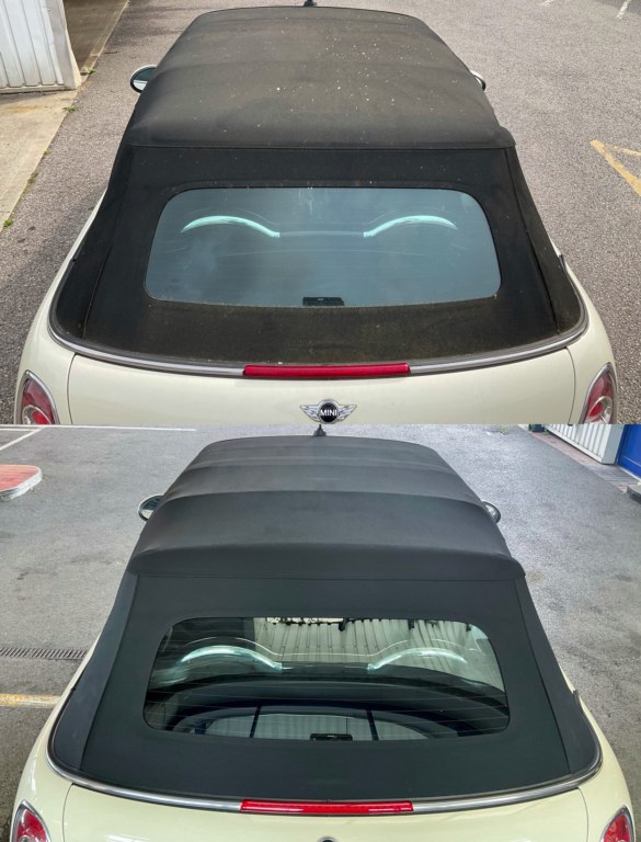 Beffore and after photos of mini roof clean