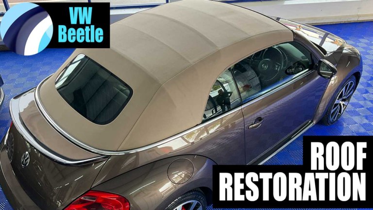 Beetle Convertible Roof Clean - before & after